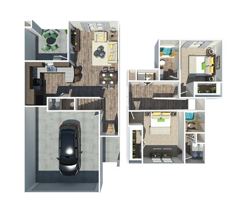 Floor plan for 2 beds, 2 baths, 1231 sqft